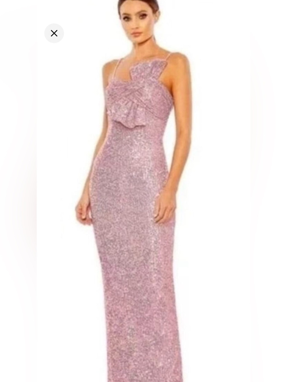 MAC DUGGAL Dress Size 4 Evening Gown Sequin NEW Pink Faux Bow Column